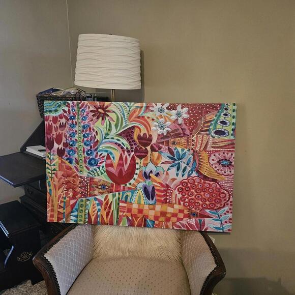 Vibrant Floral Canvas Wall Art - "Flowers 2" by Oxana Zaika - Picture 5 of 6